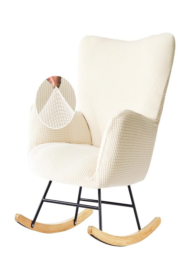 Alickwang Nursery Rocking Chair Cover, Glider Chairs Slipcover,Non-Slip Furniture Protector Covers Jacquard Pattern with Elastic.Only Cover Washable,Beige - Image 1